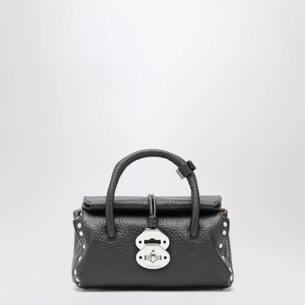 Zanellato Dotta Baby Black Grained Leather Bag