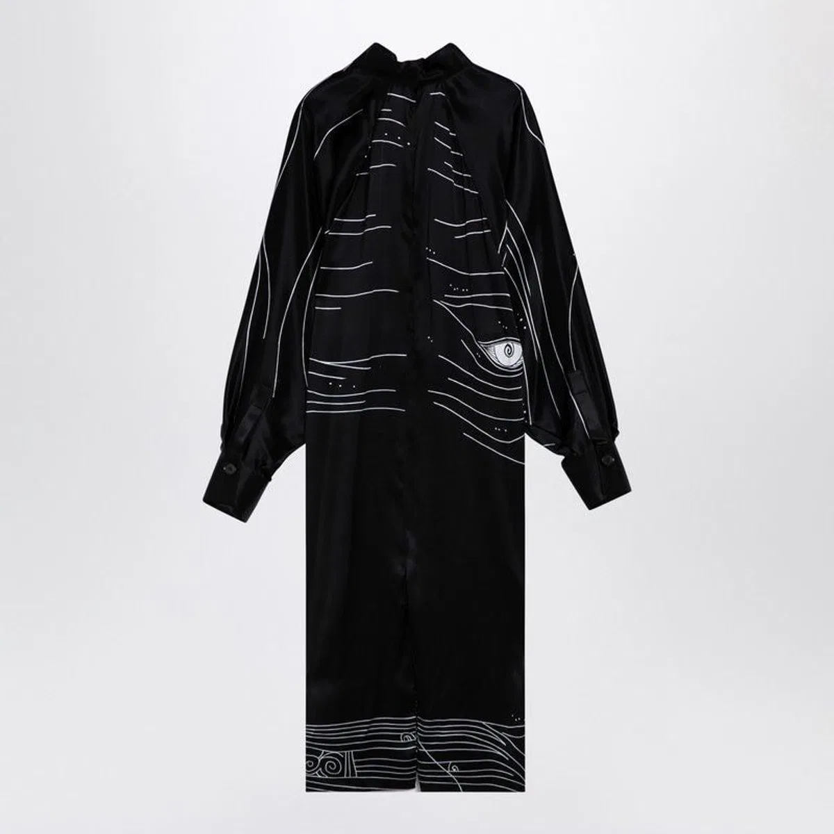 Ferragamo Black Silk Satin Midi Dress