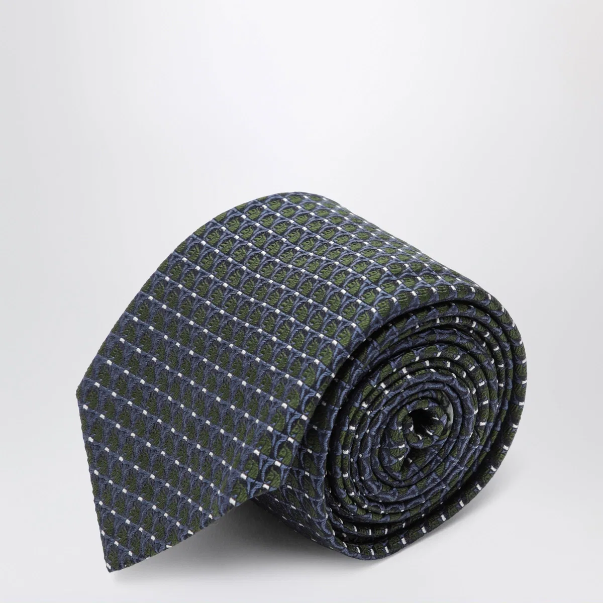 Ferragamo Dark Green Printed Silk Tie