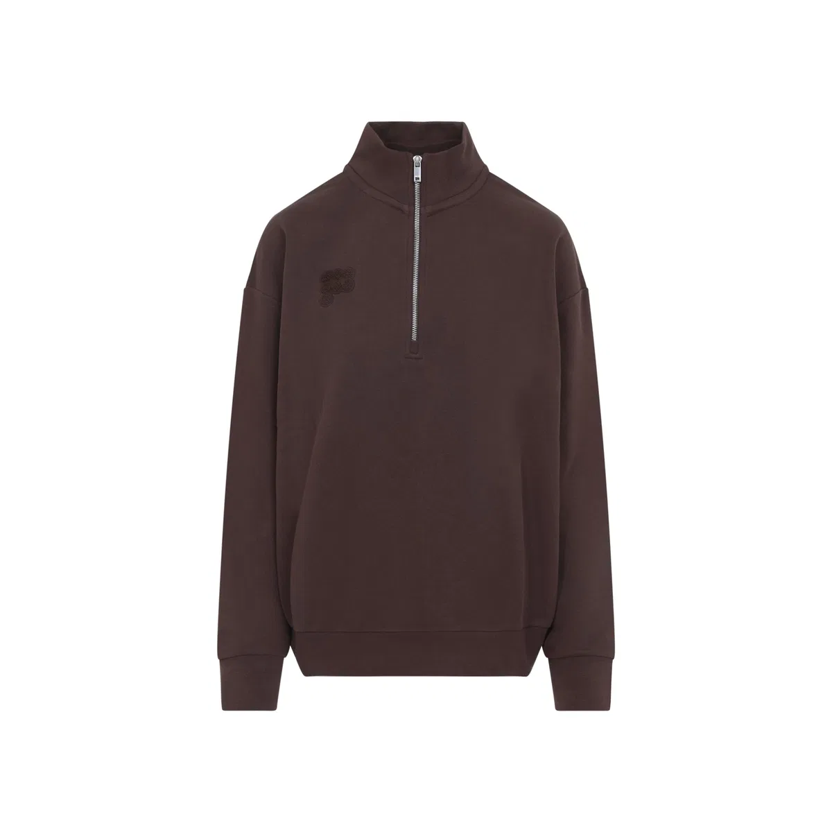 Pangaia Brown Half Zip Cotton Sweatshirt