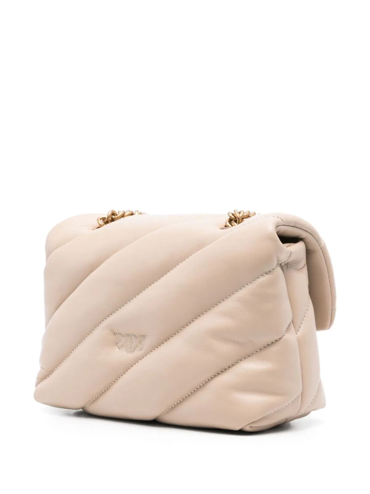Pinko Beige Grigio Leather Shoulder Bag