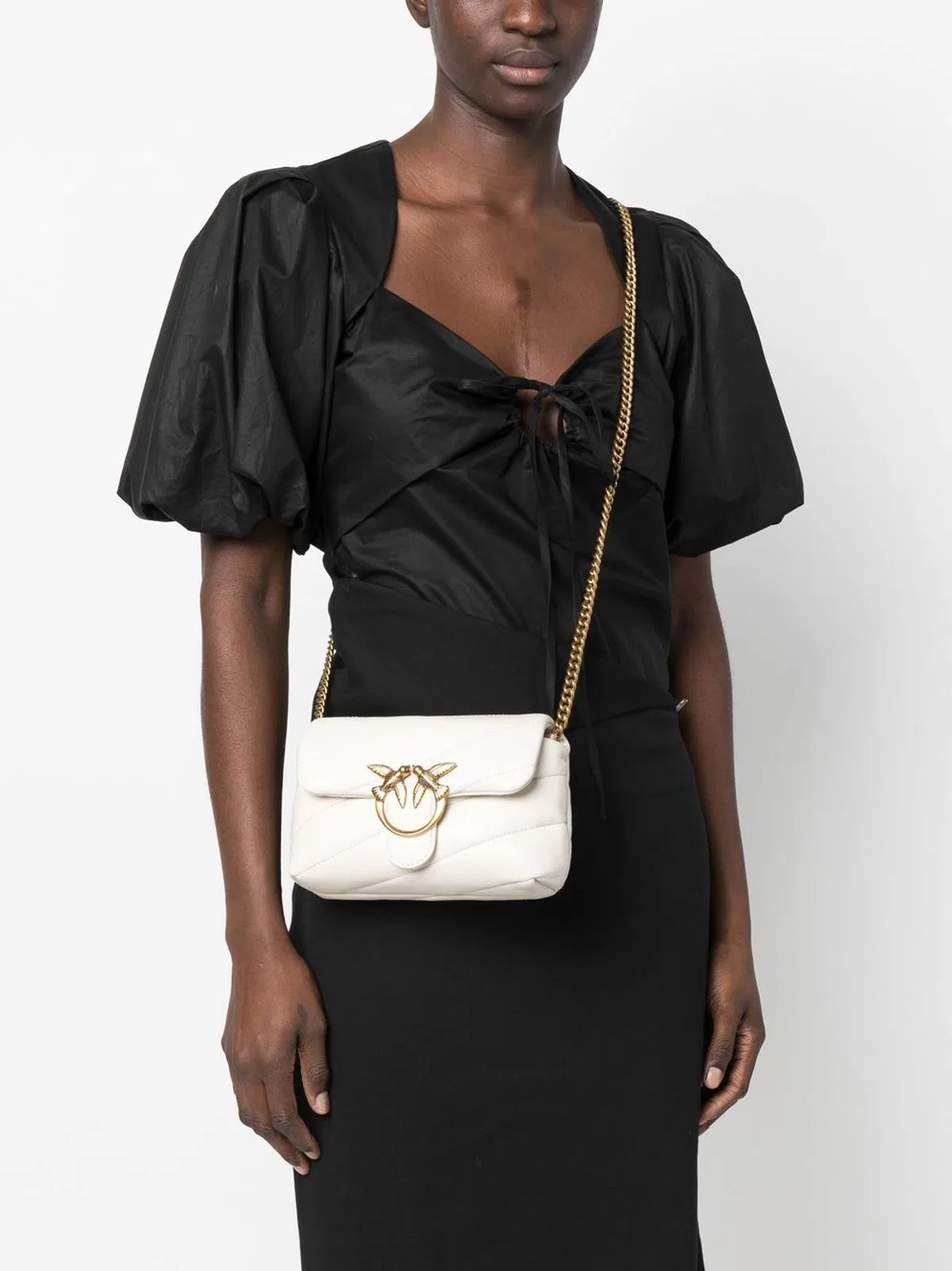 Pinko White Leather Shoulder Bag