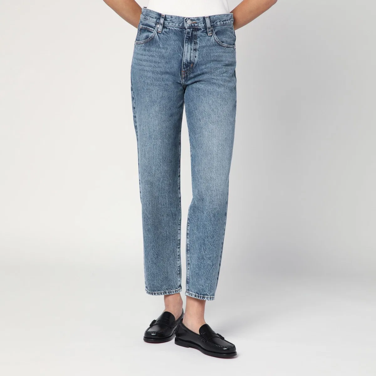Frame Light Blue Washed-Effect Jeans