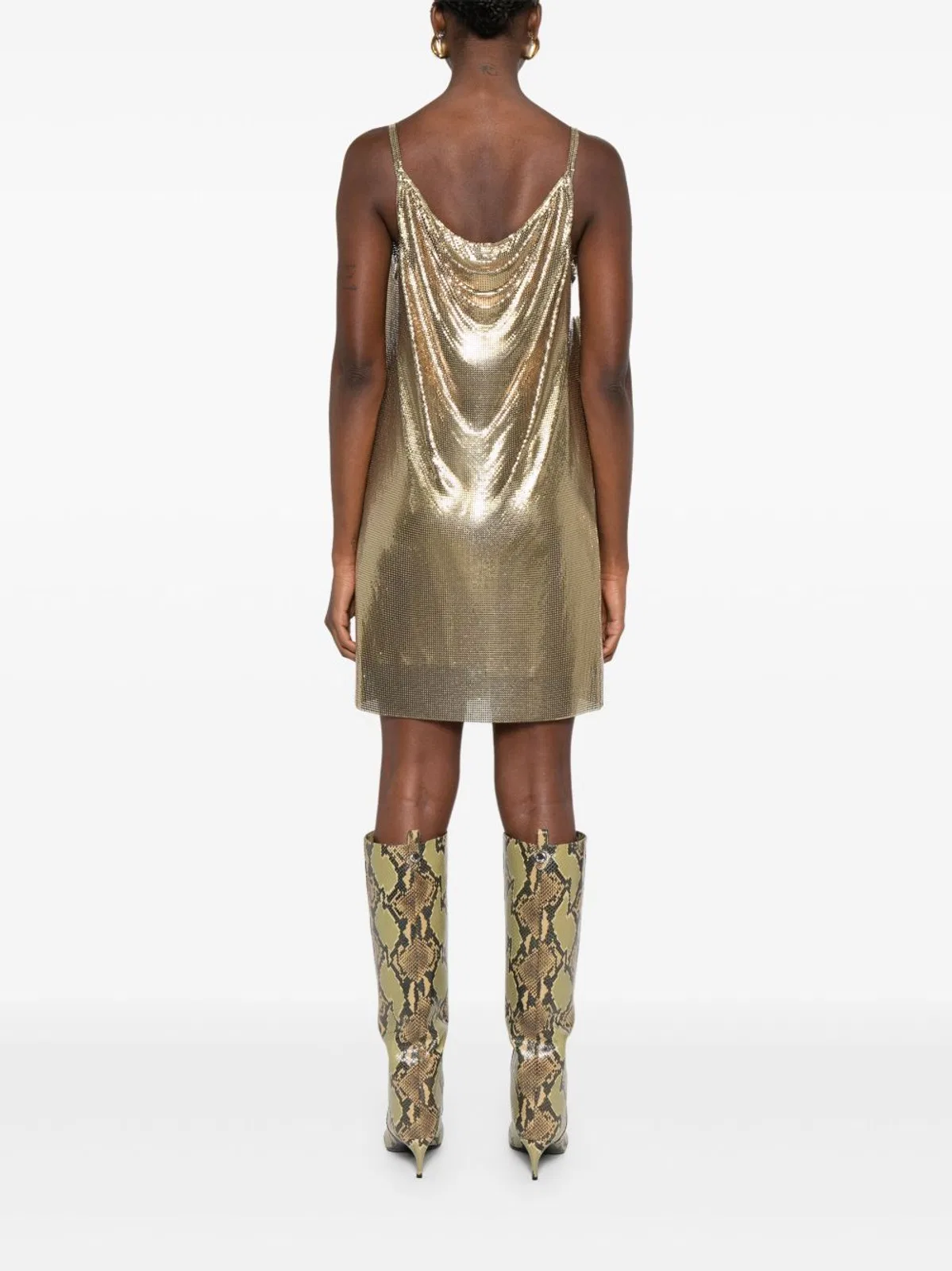 Versace Metallic Metal Knit Mini Dress