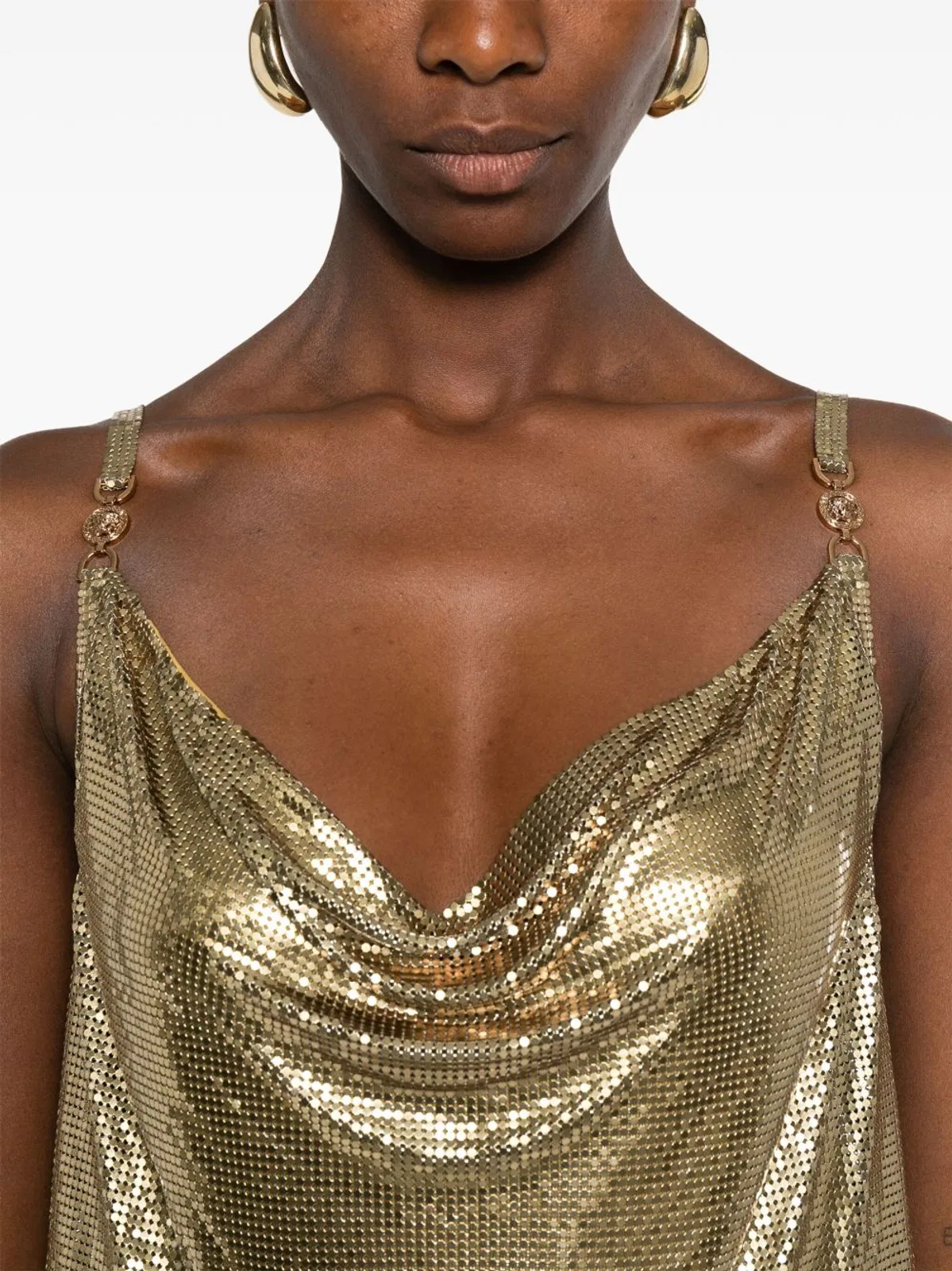 Versace Metallic Metal Knit Mini Dress