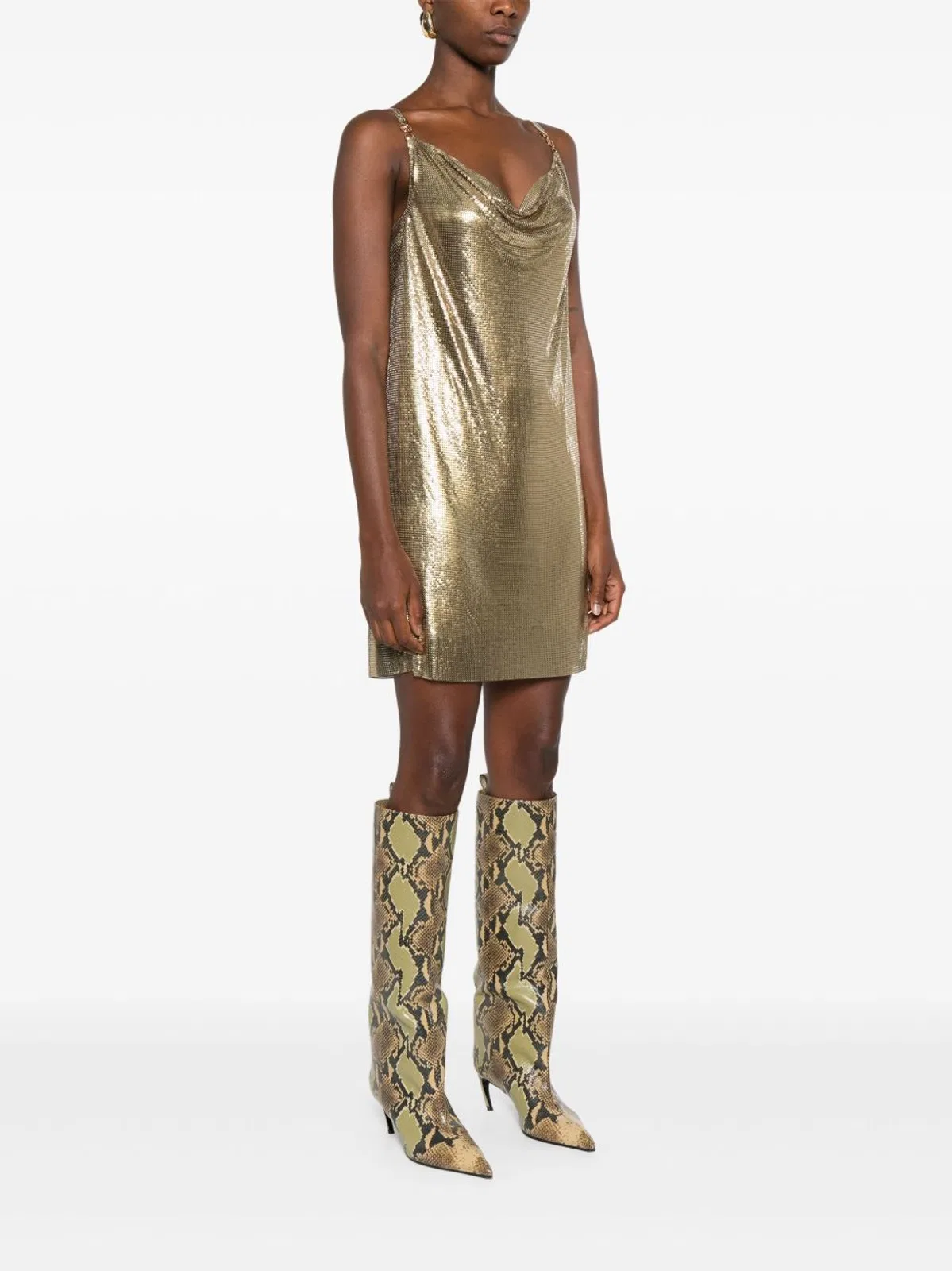 Versace Metallic Metal Knit Mini Dress