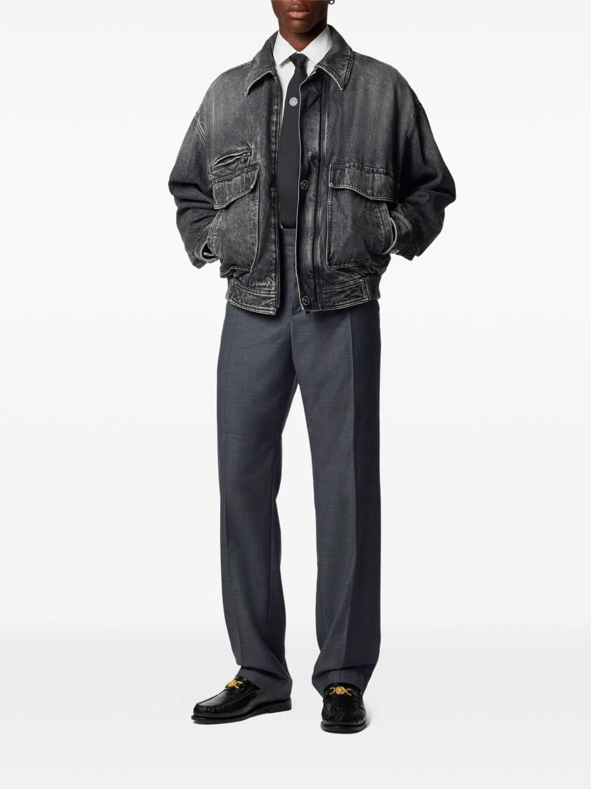 Versace Grey Pure Virgin Wool Trousers