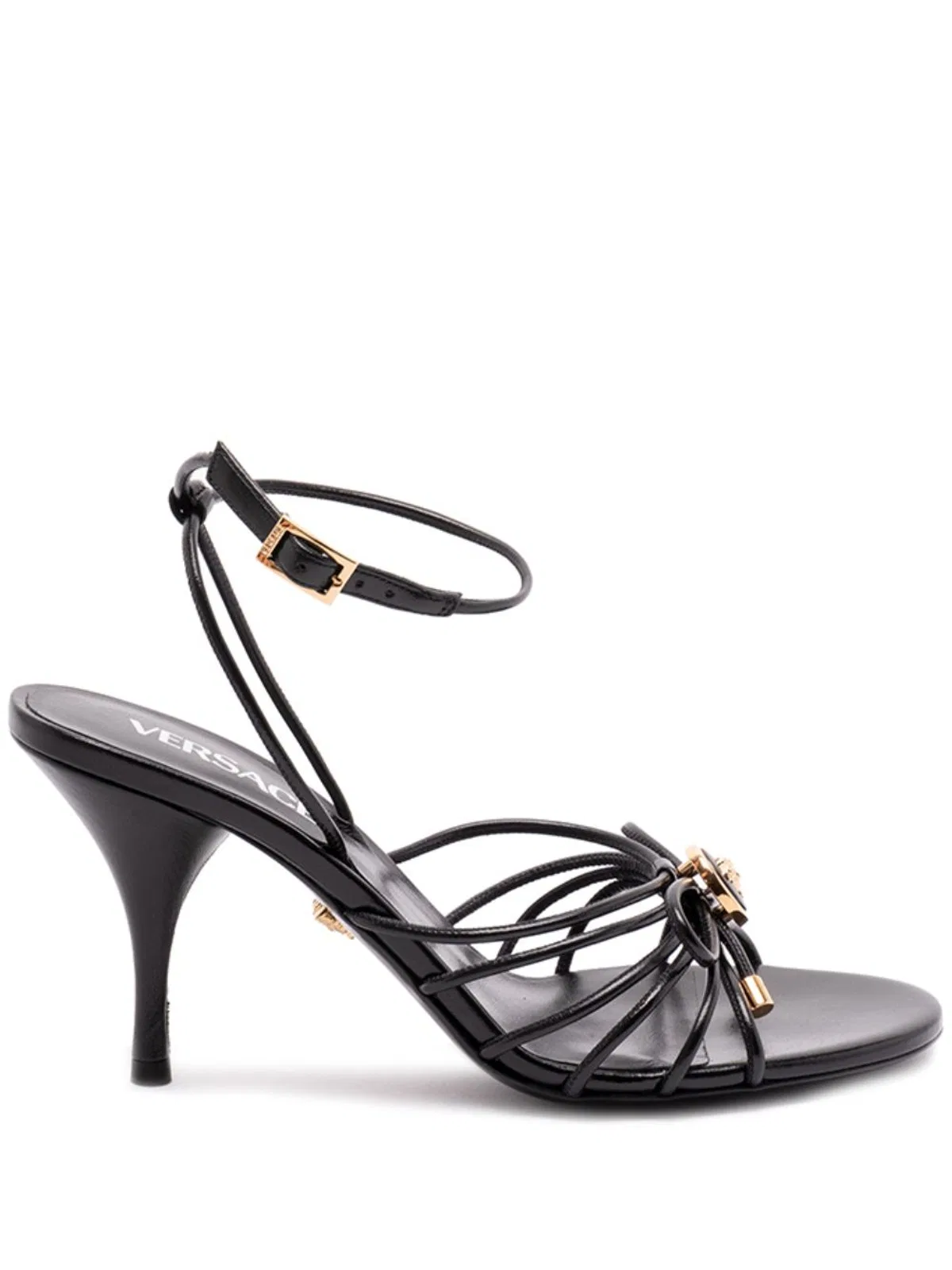 Versace Black Goat Leather Lamb Skin Calf Leathe