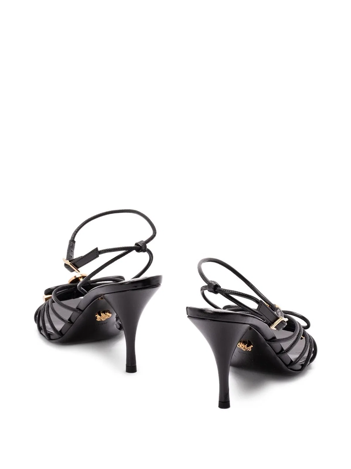 Versace Black Goat Leather Lamb Skin Calf Leathe