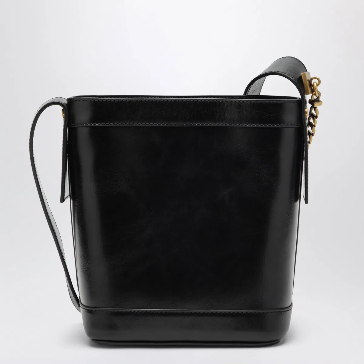Versace Black Leather Bucket Bag
