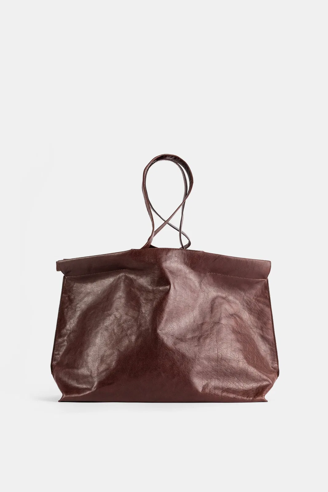 Bea Mombaers Sac Shopper East West En Cuir Marron