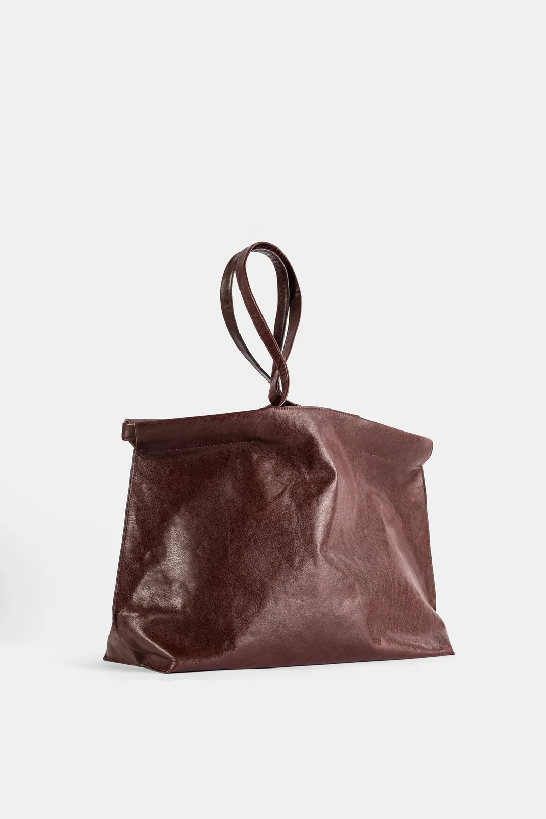 Bea Mombaers Sac Shopper East West En Cuir Marron