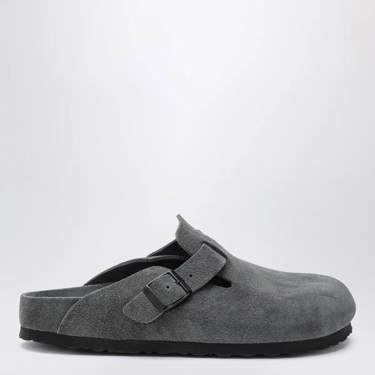 Birkenstock Boston Suede Clogs In Charcoal