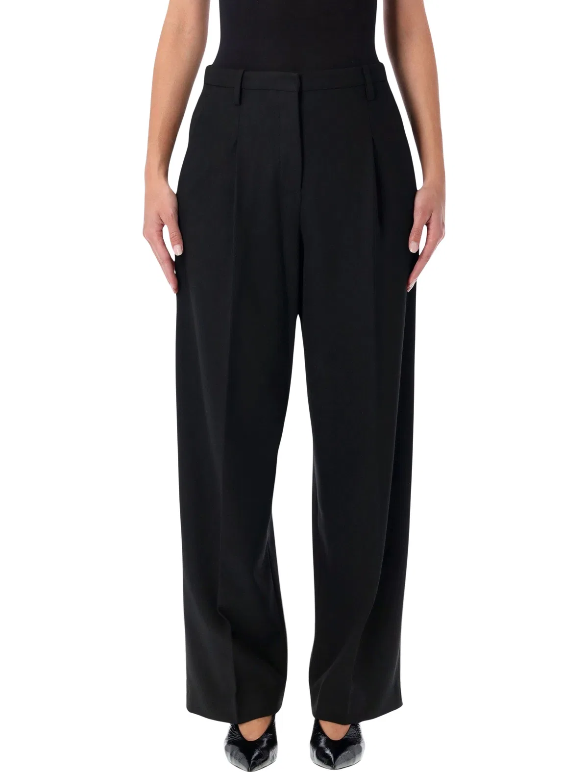By malene birger Elsa Black High-Waisted Wide-Leg Trouser