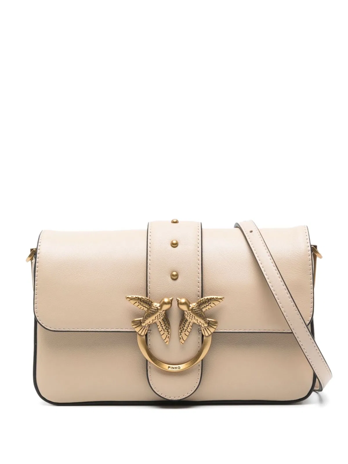 Pinko Black Leather Shoulder Strap Bag