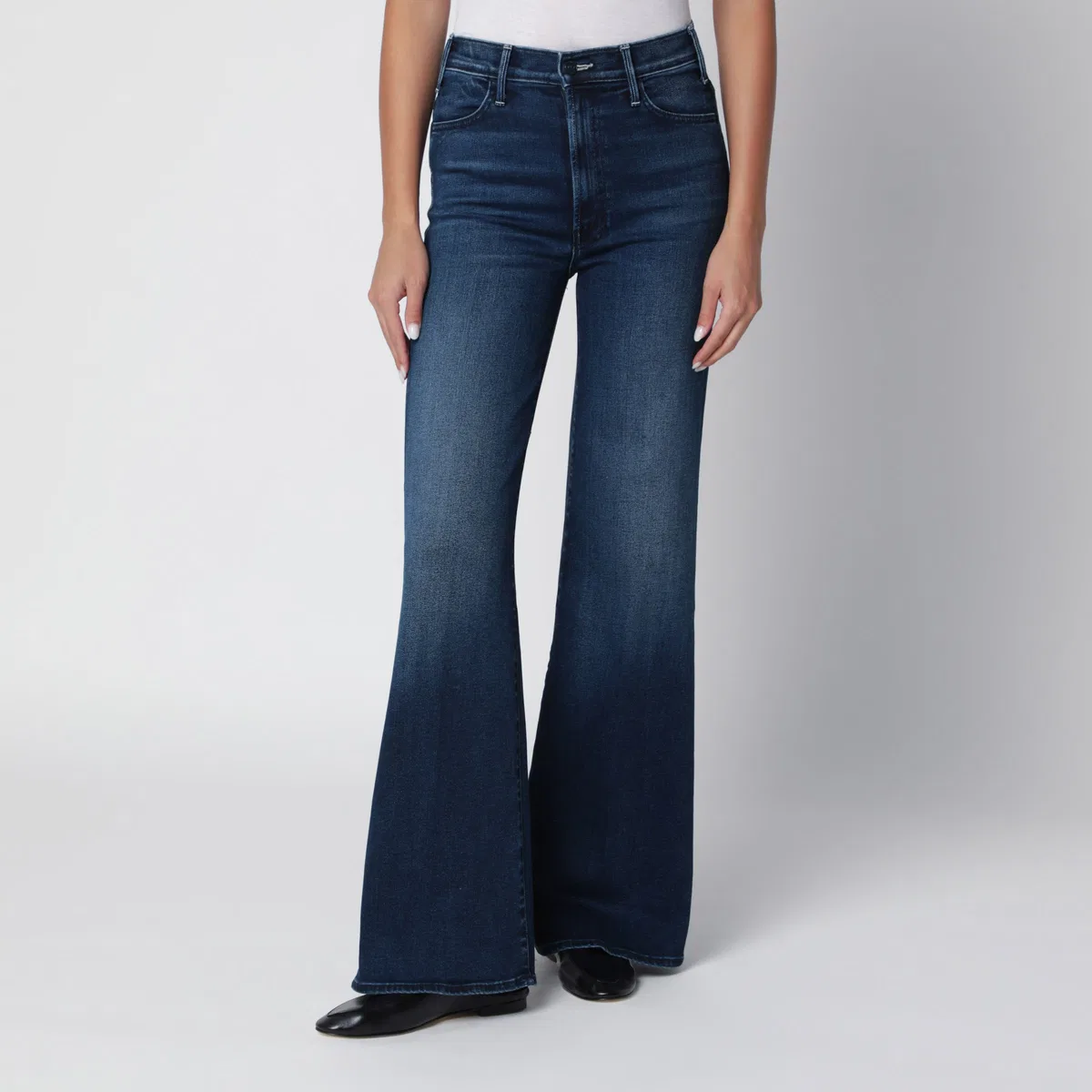 Mother The Hustler Roller Sneak Jeans In Dark B