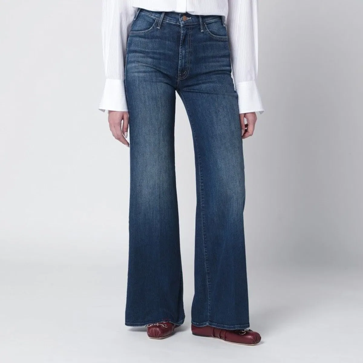 Mother Blue Flared Troublemaker Jeans