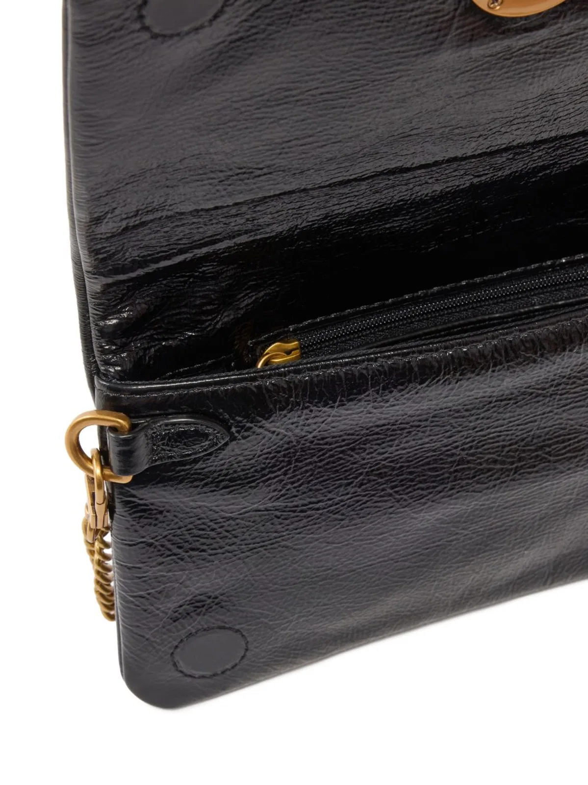 Pinko Black Gold Leather Handbag