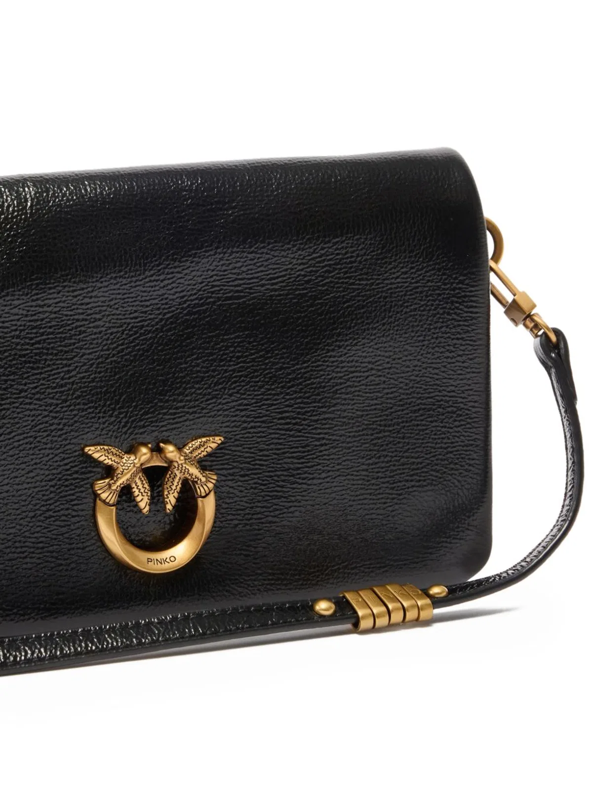 Pinko Black Gold Leather Handbag