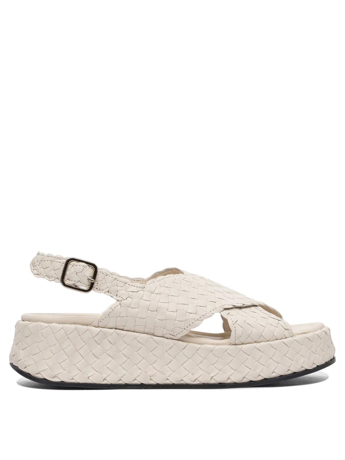 Pons Quintana Beige Leather Rubber Sandals