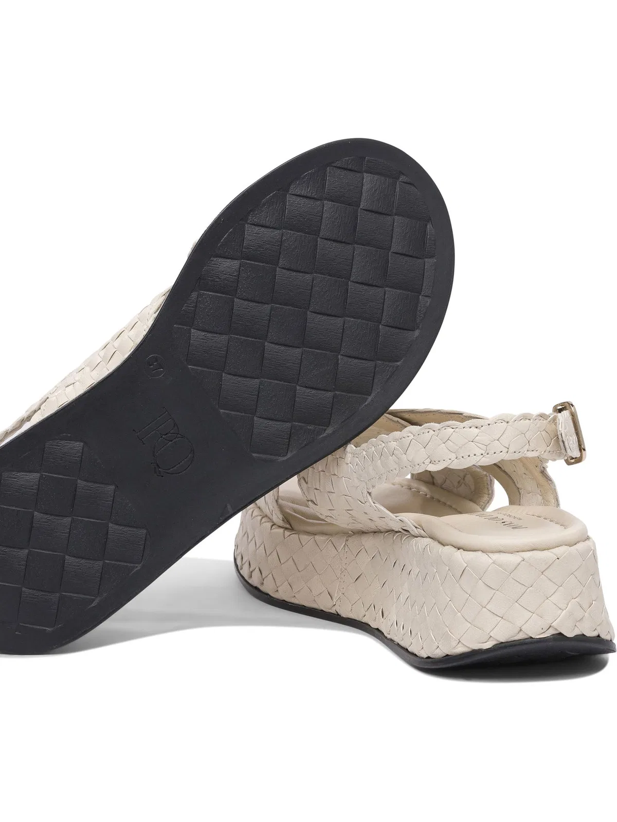 Pons Quintana Beige Leather Rubber Sandals