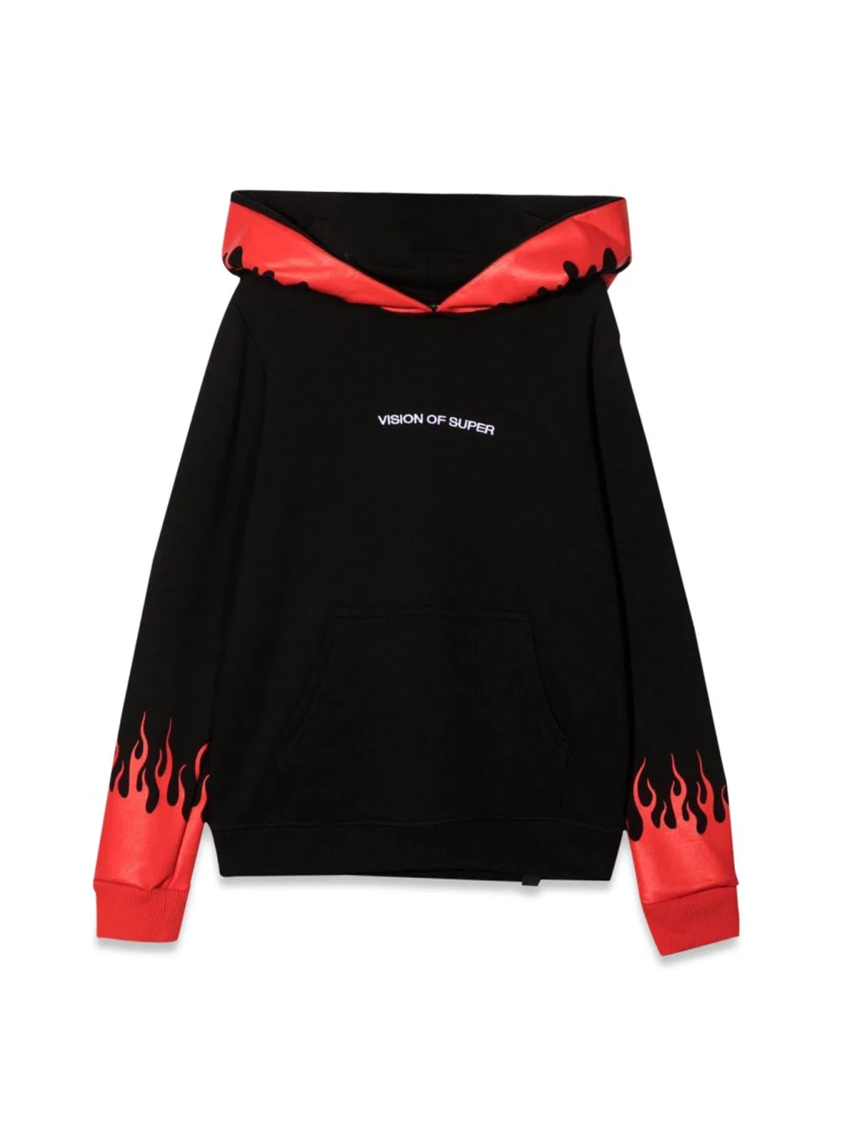 Vision Of Super Black Hoodie With Red Flames