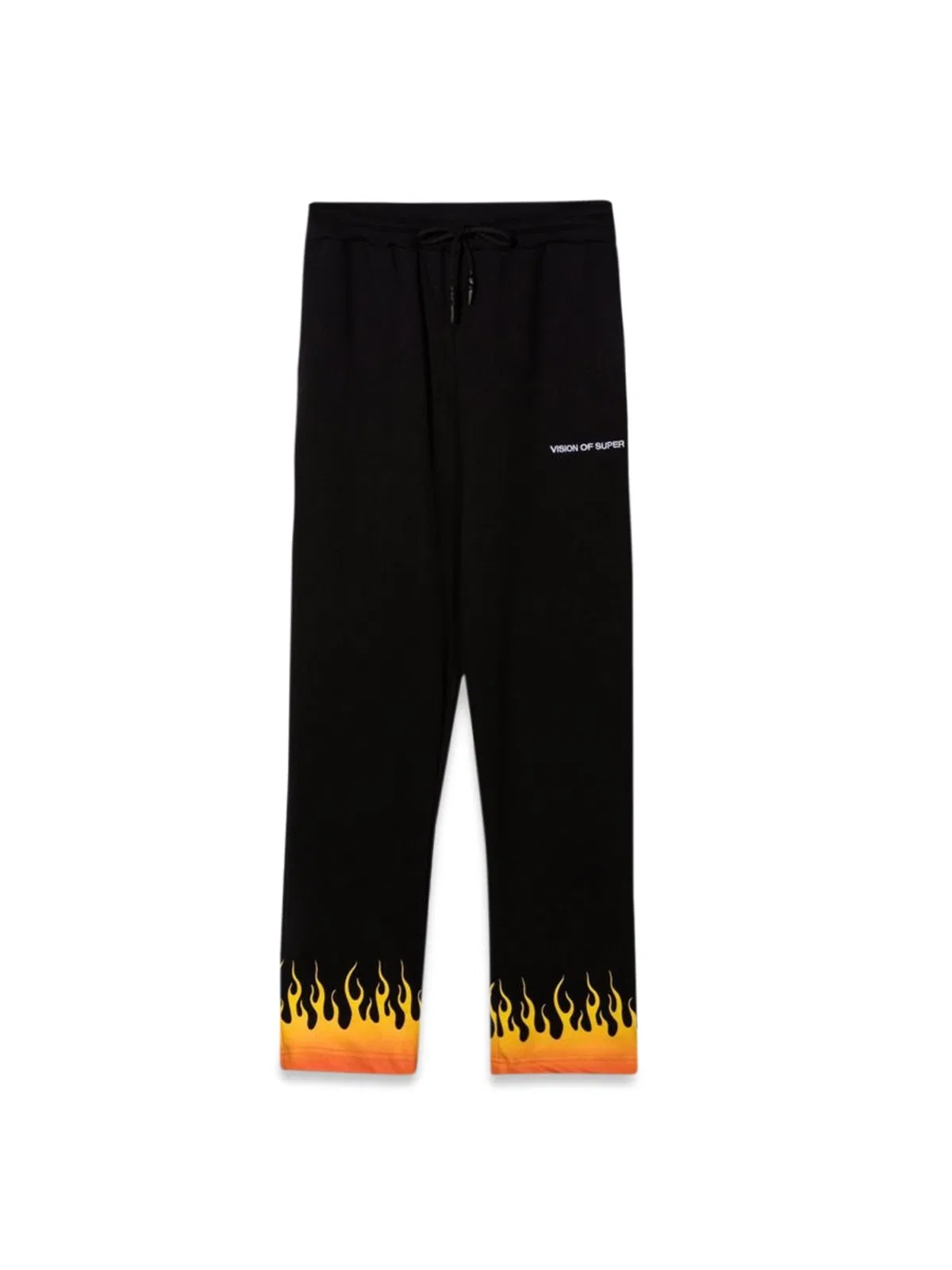 Vision Of Super Black Pants With Red Shaded Flames