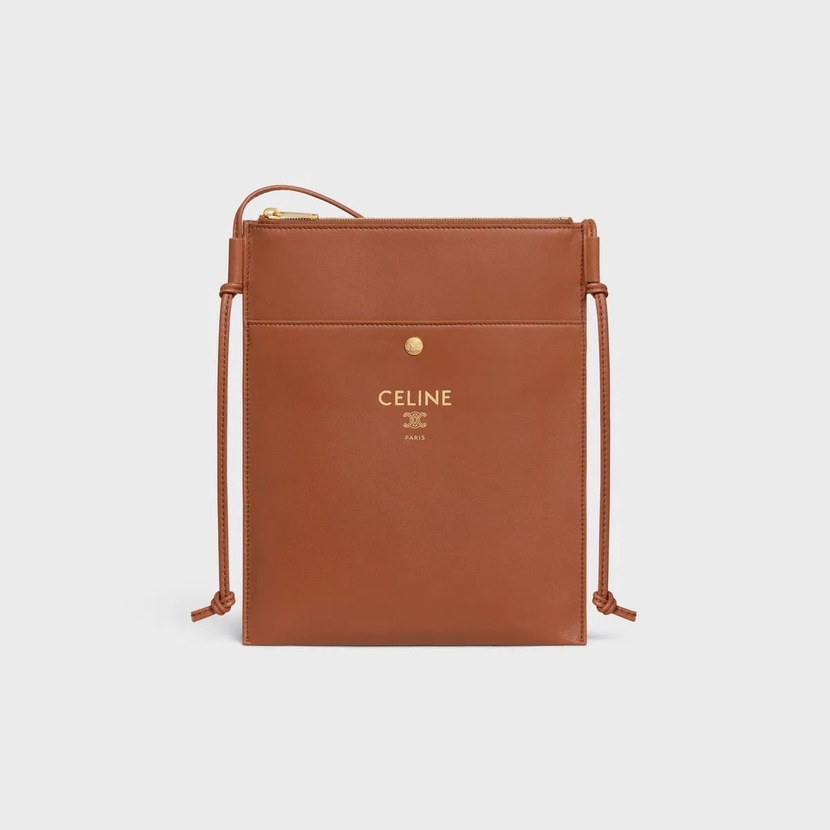 Celine Tan Brown Lamb Leather Sharp Pouch