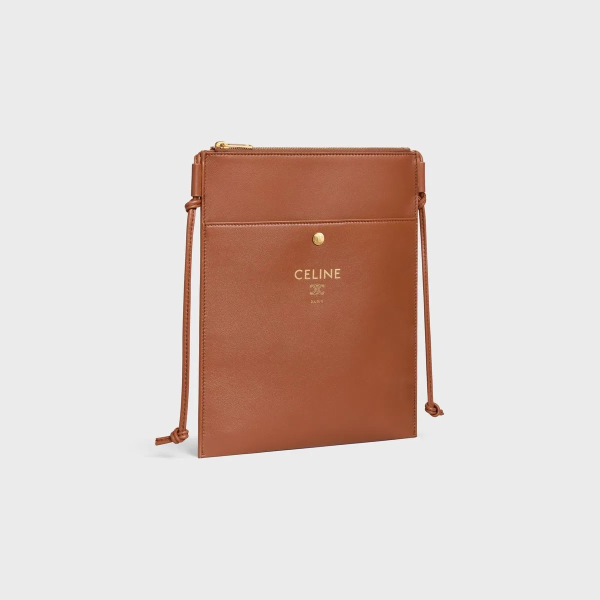 Celine Tan Brown Lamb Leather Sharp Pouch