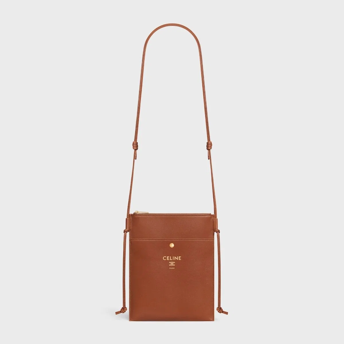 Celine Tan Brown Lamb Leather Sharp Pouch