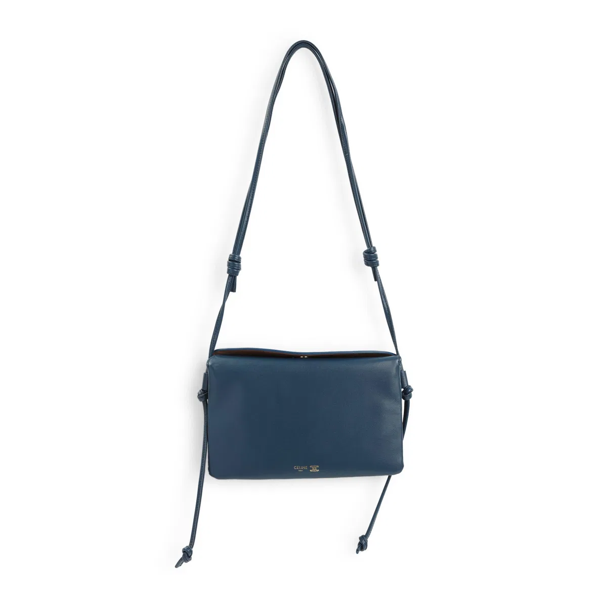 Celine Teal Blue Trio Lamb Leather Shoulder Bag