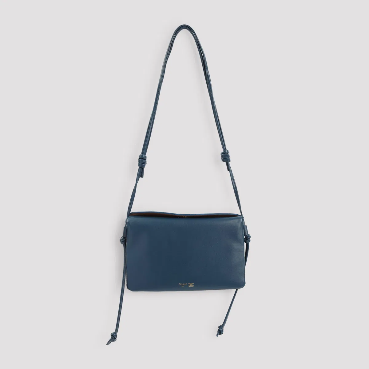 Celine Teal Blue Trio Lamb Leather Shoulder Bag