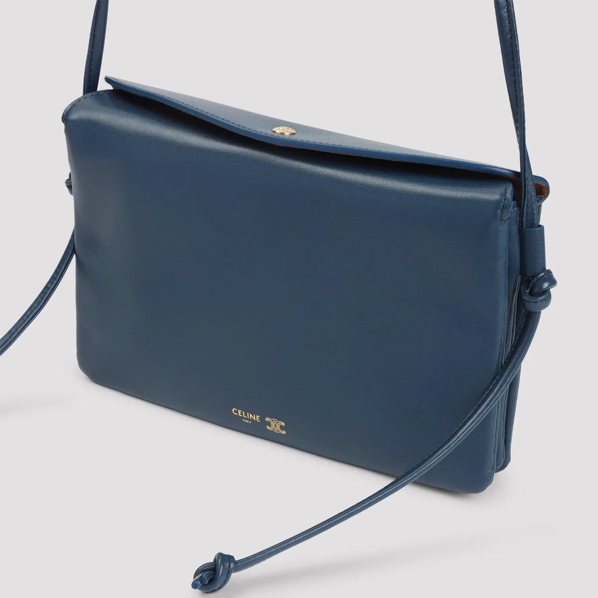 Celine Teal Blue Trio Lamb Leather Shoulder Bag