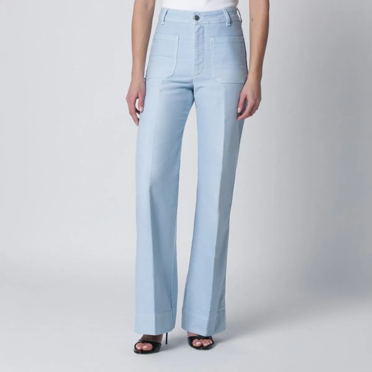 Victoria Beckham Sky Blue Cotton Alina Trousers