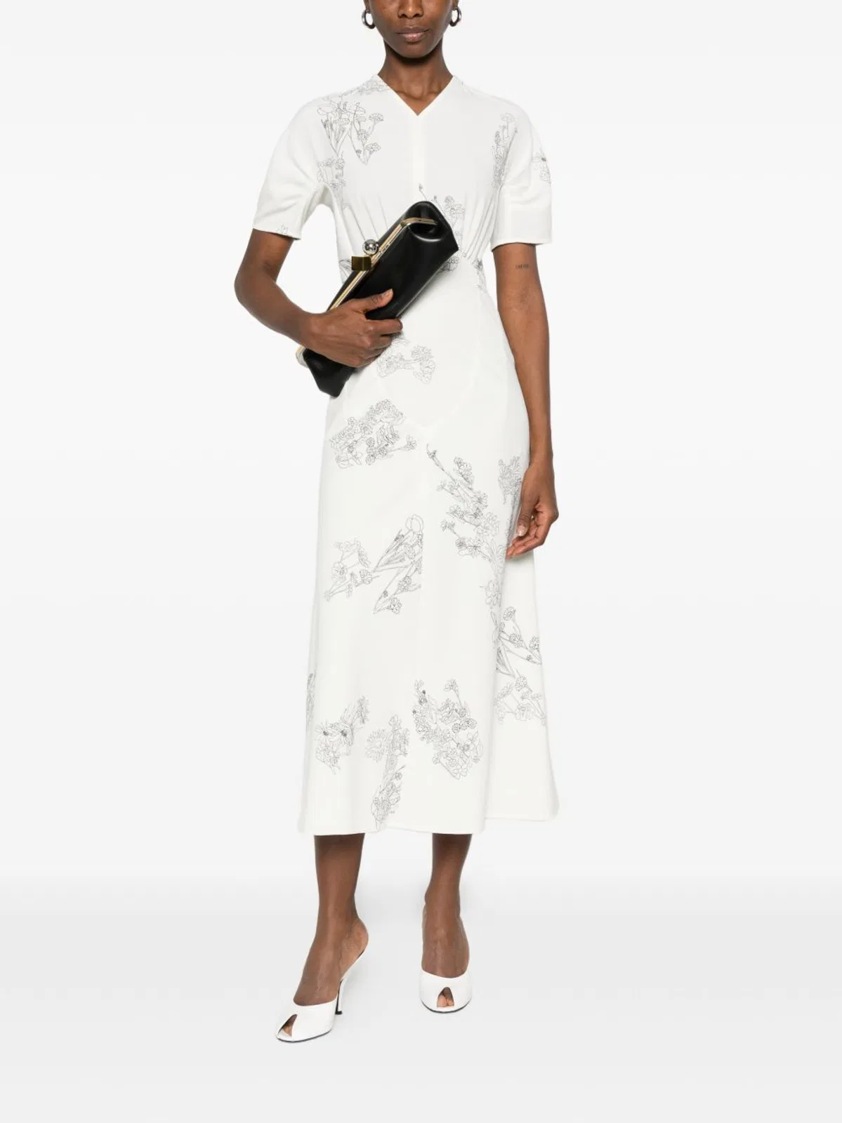 Victoria Beckham Mc Natural Est Black Flower Dress