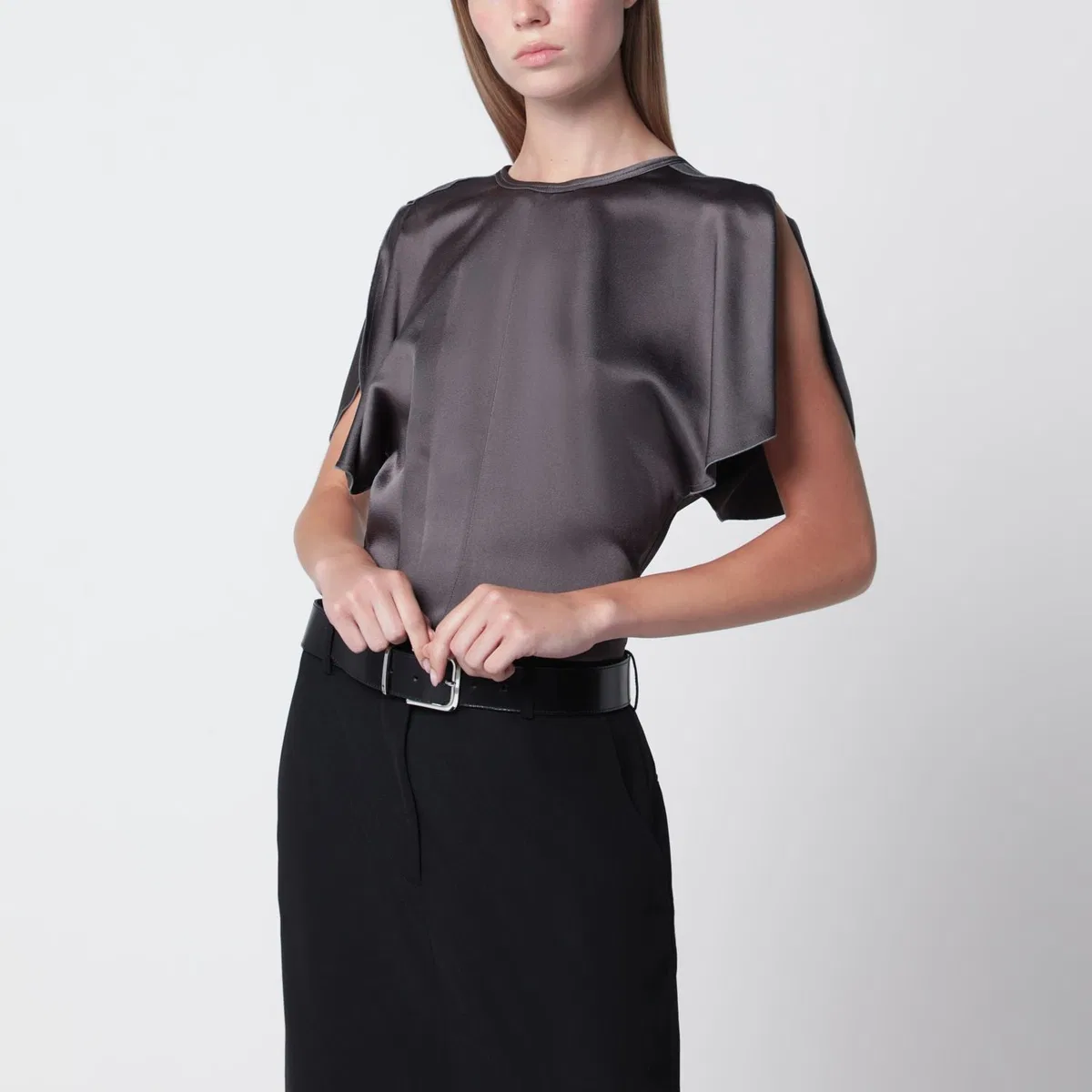 Victoria Beckham Bela Satin Viscose Top In Ore