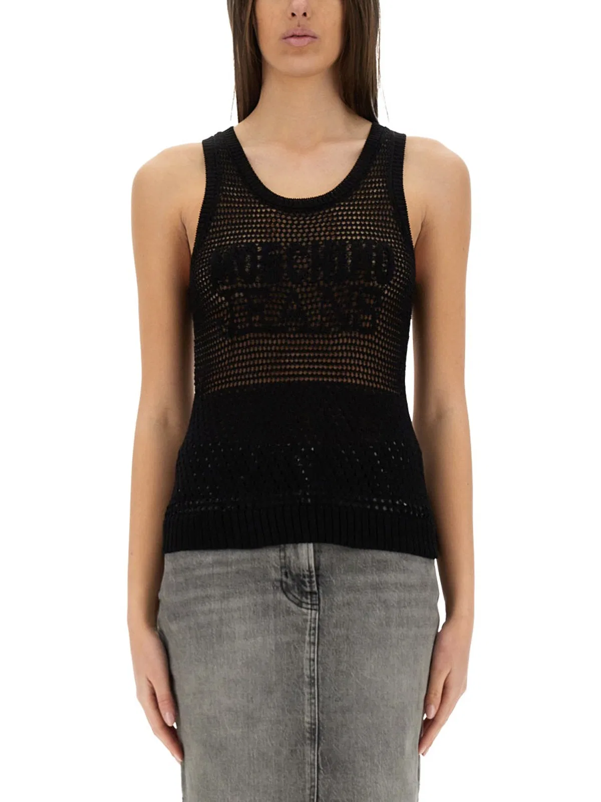 Moschino Jeans Mesh Top With Logo