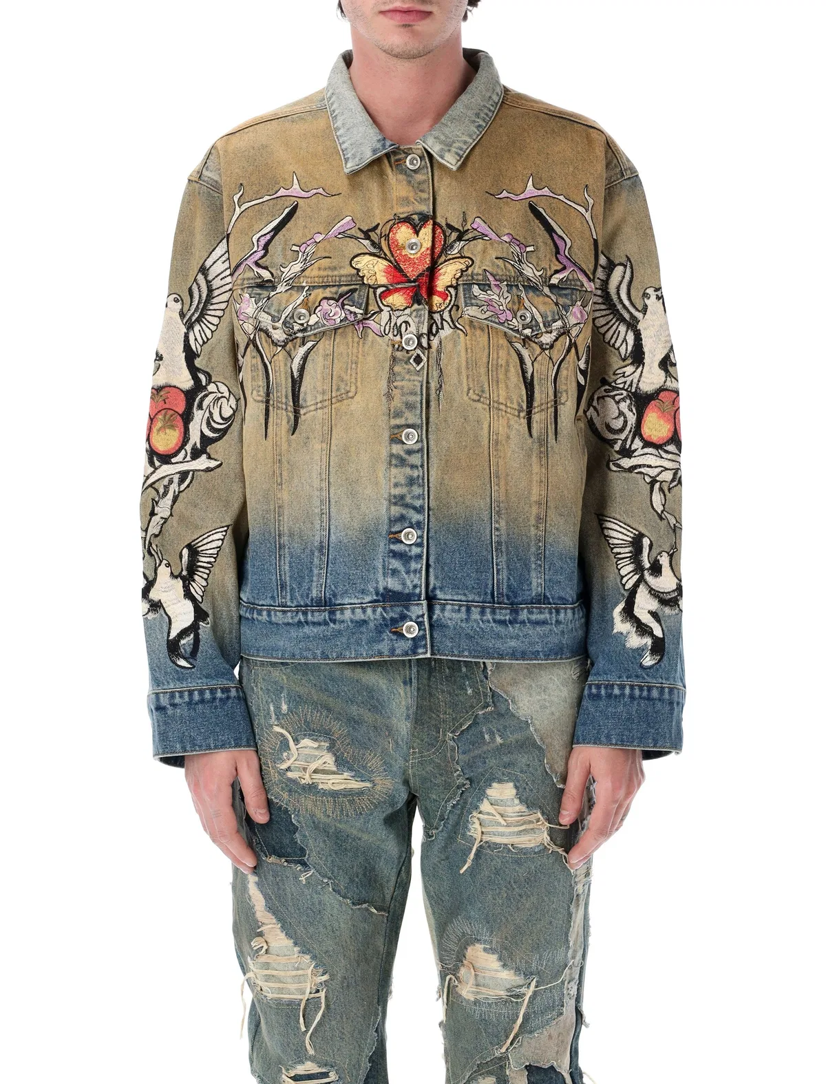 Who Decides War Embroidered Dove Trucker Jacket