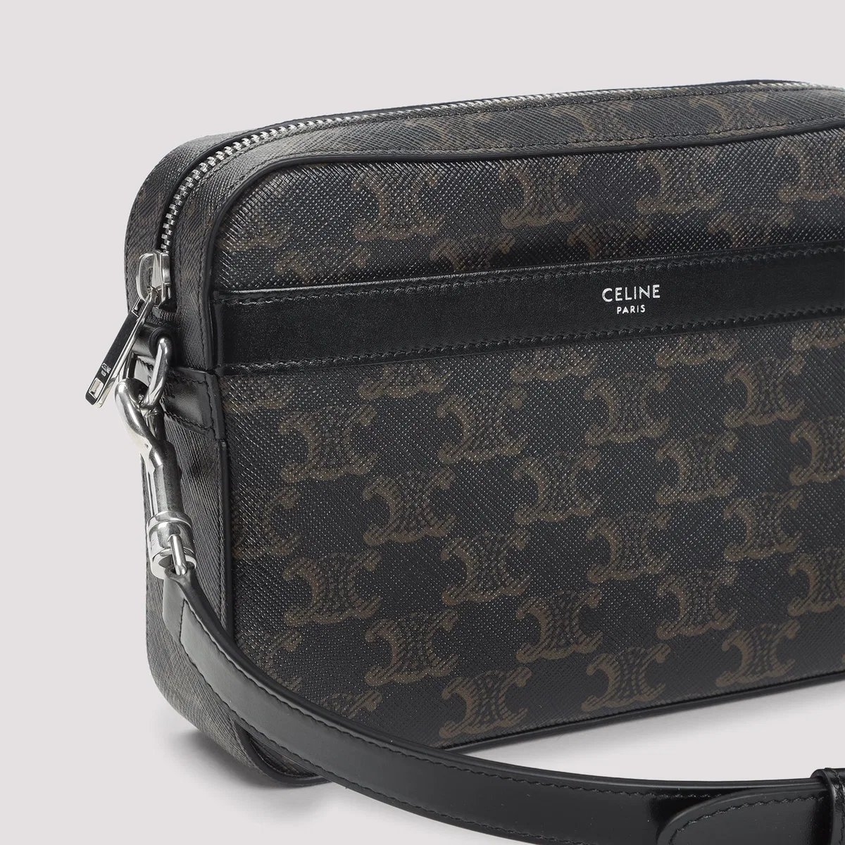 Celine Black Triomphe Textile Small Messenger S