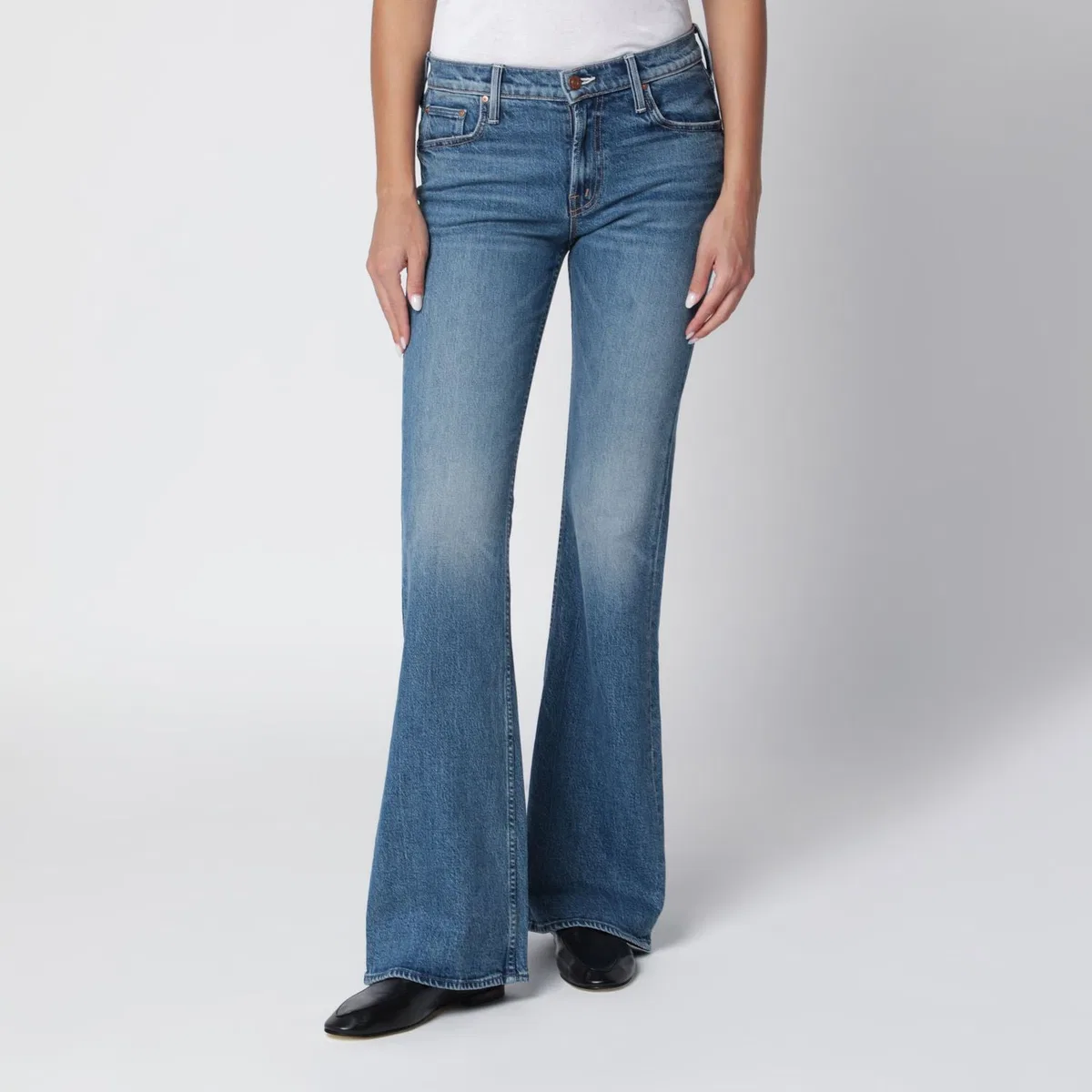 Mother The Jinx Heel Bootcut Jeans In Medium Bl