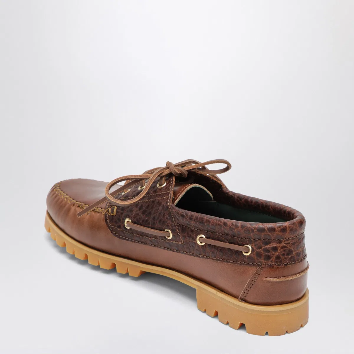 Vinny's Brown Boat Shoe With Crocodile Insert