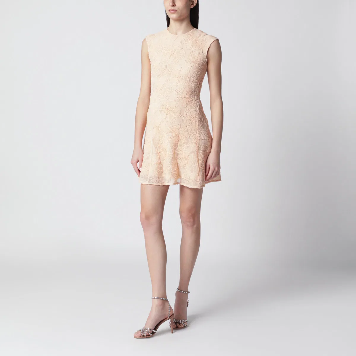 Rotate Vanilla-Colored Mini Dress With Floral A