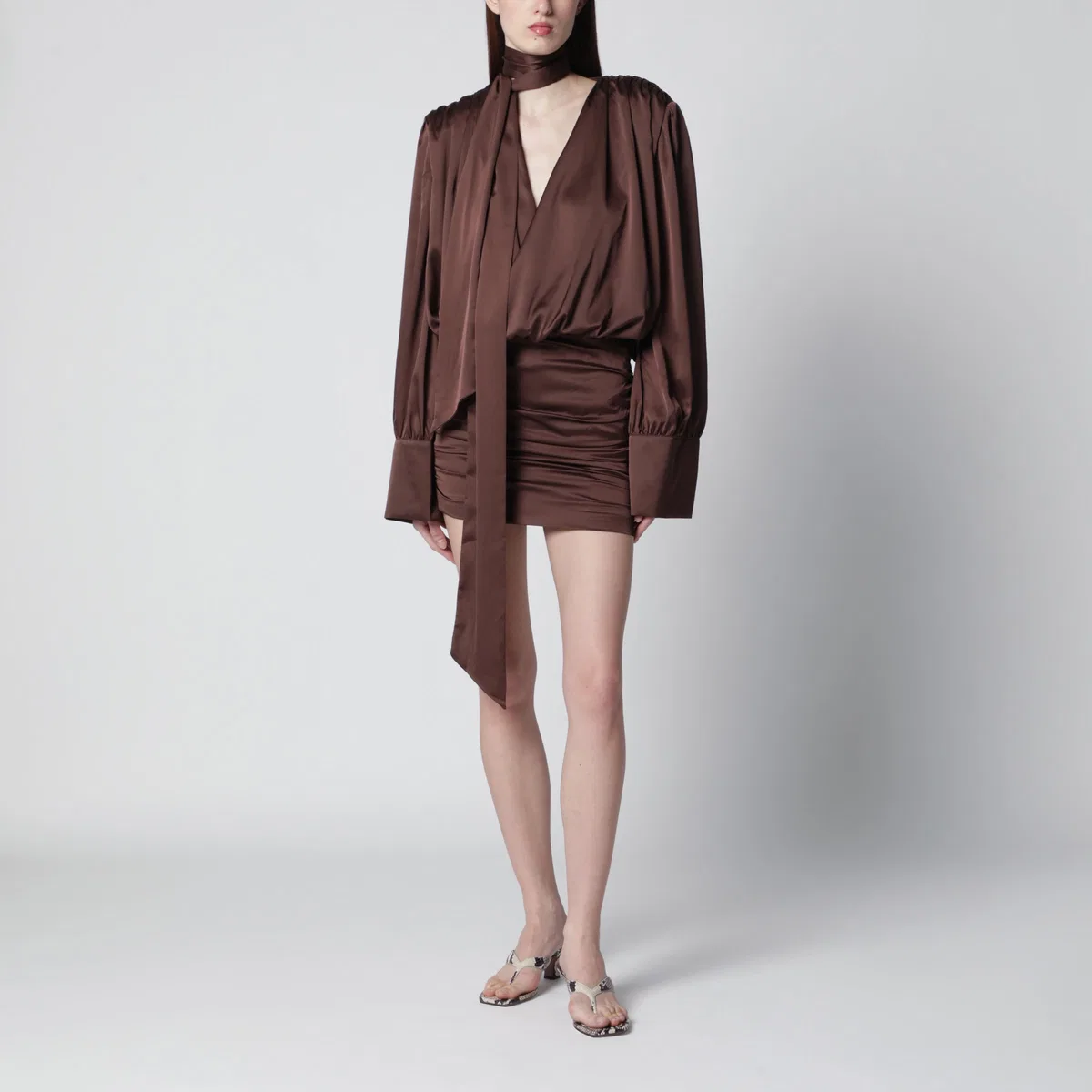 Rotate Birgerchristensen Short Chiffon Dress With Deep Vneck And 