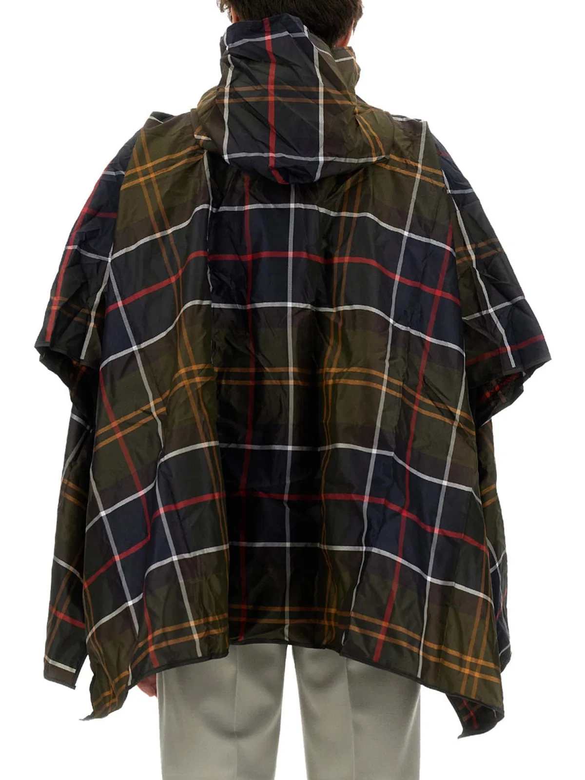 Barbour Poncho With Tartan Pattern