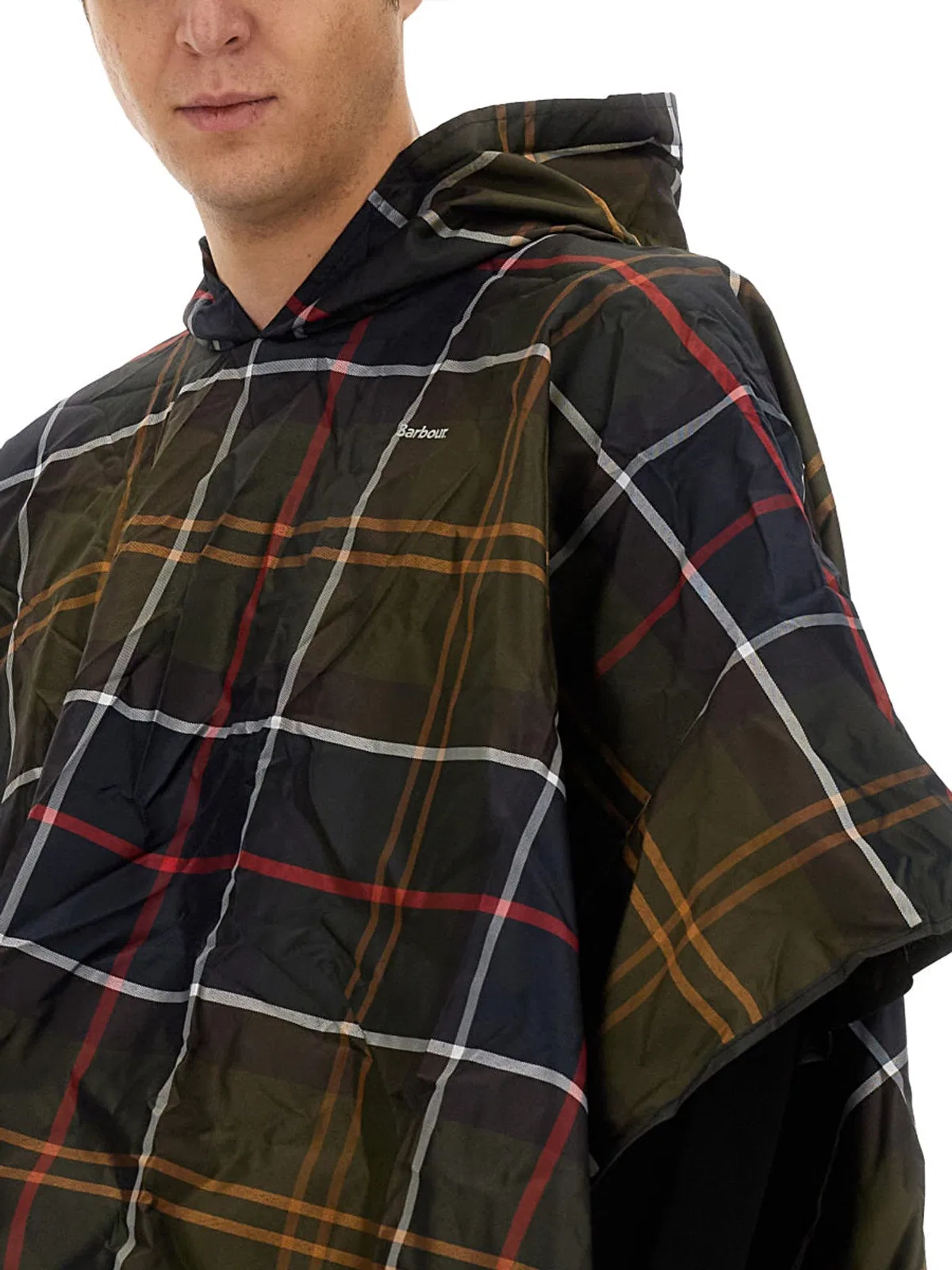 Barbour Poncho With Tartan Pattern