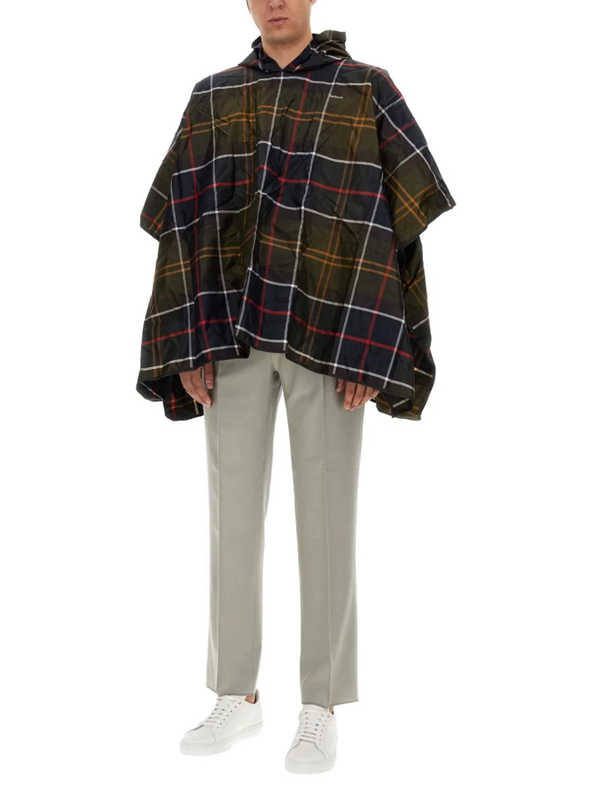 Barbour Poncho With Tartan Pattern