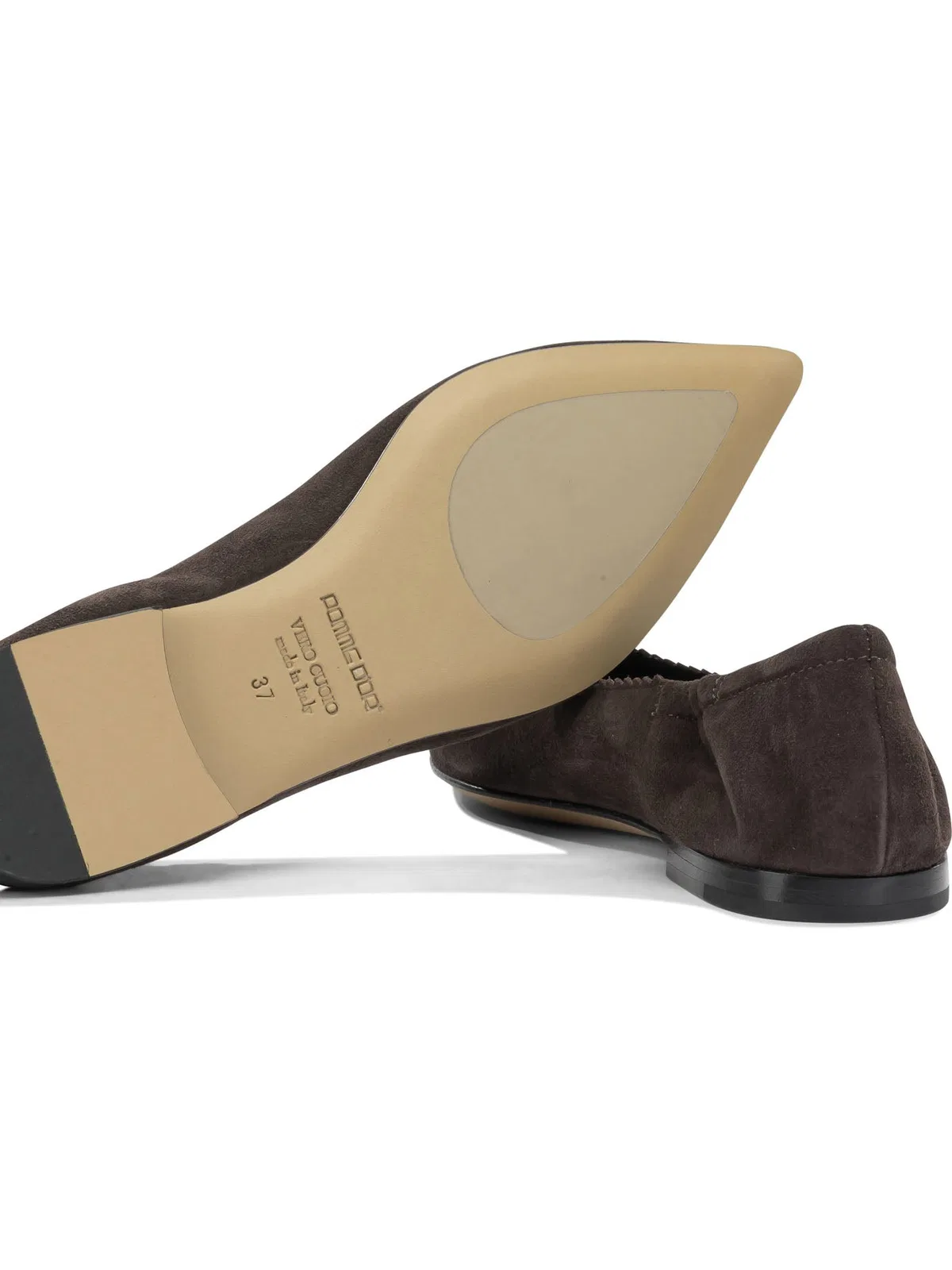 Pomme D'Or Brown Suede Leather Cow Leather Ballerin