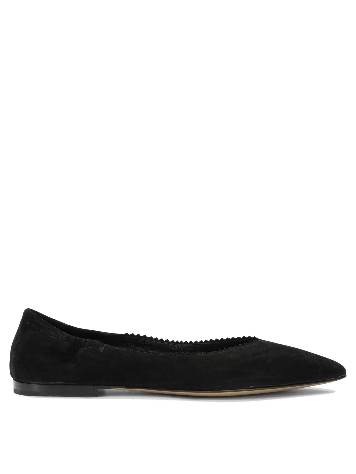 Pomme D'Or Black Suede Leather Cow Leather Ballerin