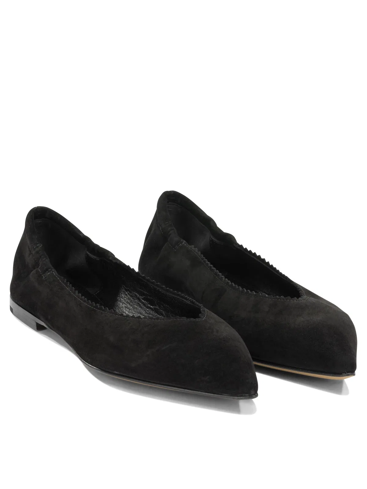 Pomme D'Or Black Suede Leather Cow Leather Ballerin