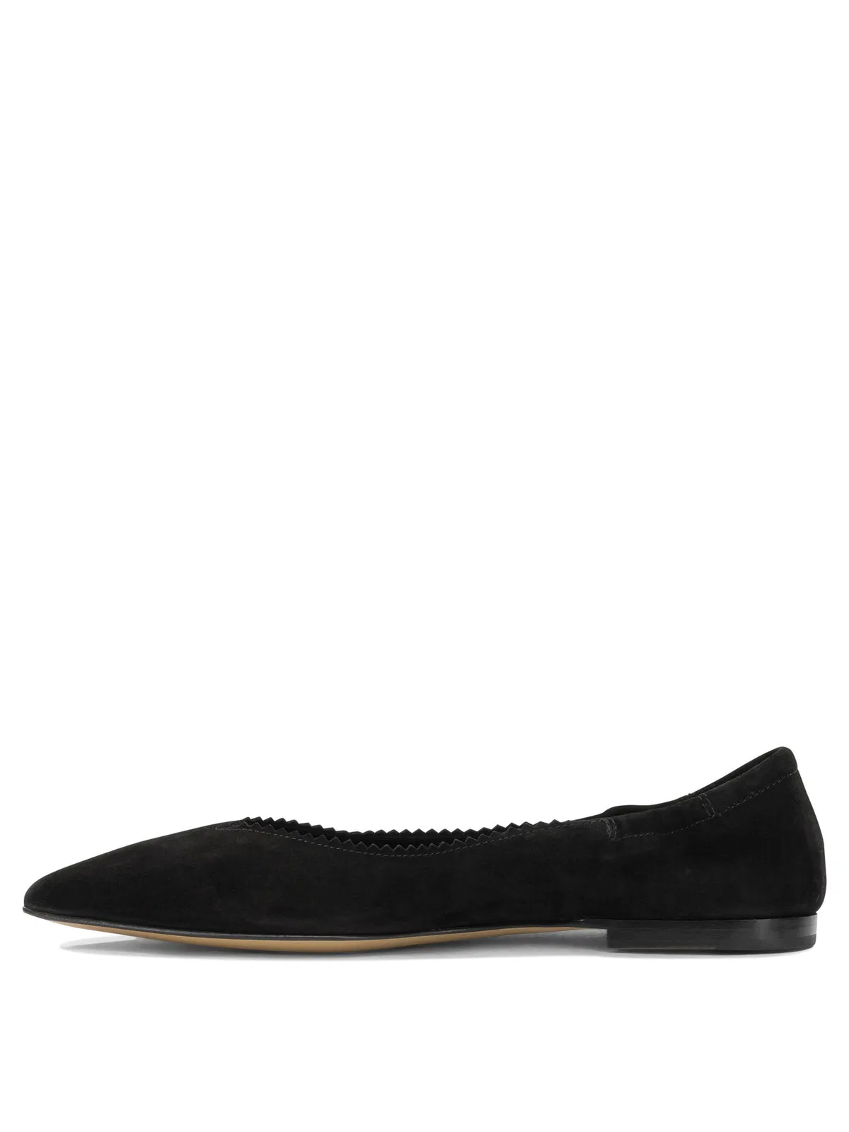 Pomme D'Or Black Suede Leather Cow Leather Ballerin